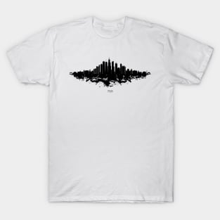 Chicago City Skyline - Black Watercolor silhouette on White Background T-Shirt